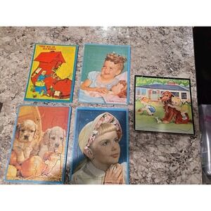 5 Vintage 1950s‎ child's tray puzzles